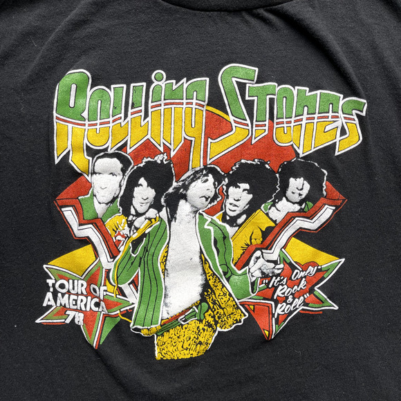 Vintage Rolling Stones Shirt Large 70s Tour of America Single Stitch Band Tee - Picture 2 of 12